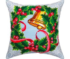 Brvsk Advent Wreath. Stamped Cross-Stitch Kit w/Printed Tapestry Canvas (40 × 40 cm) - Stamped Cross-Stitch Cushion Kit for Creative Home Décor - Needlework Kit for Adult Beginners