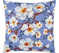 Brvsk Apple Bloom. Stamped Cross-Stitch Kit w/Printed Tapestry Canvas (40 × 40 cm) - Stamped Cross-Stitch Cushion Kit for Creative Home Décor - Needlework Kit for Adult Beginners