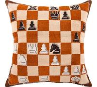 Brvsk Chess. Embroidery Kit w/Printed Tapestry Canvas (40 × 40 cm) - Embroidery Cushion Kit for Creative Home Décor - Needlework Kit for Adult Beginners