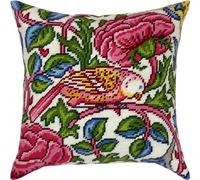 Brvsk Enchanted Bird. Embroidery Kit w/Printed Tapestry Canvas (40 × 40 cm) - Embroidery Cushion Kit for Creative Home Décor - Needlework Kit for Adult Beginners
