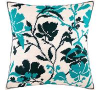 Brvsk Flowers in The Evening. Stamped Cross-Stitch Kit w/Printed Tapestry Canvas (40 × 40 cm) - Stamped Cross-Stitch Cushion Kit for Creative Home Décor - Needlework Kit for Adult Beginners