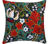 Brvsk Golden Lily. Needlepoint Kit w/Printed Tapestry Canvas (40 × 40 cm) - Needlepoint Cushion Kit for Creative Home Décor - Needlework Kit for Adult Beginners