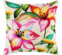 Brvsk Lilies in Watercolour. Embroidery Kit w/Printed Tapestry Canvas (40 × 40 cm) - Embroidery Cushion Kit for Creative Home Décor - Needlework Kit for Adult Beginners