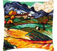 Brvsk Mount Gaussier and Farm Saint Paul. Embroidery Kit w/Printed Tapestry Canvas (40 × 40 cm) - Embroidery Cushion Kit for Creative Home Décor - Needlework Kit for Adult Beginners