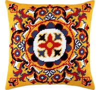 Brvsk Persian Rosette. Needlepoint Kit w/Printed Tapestry Canvas (40 × 40 cm) - Needlepoint Cushion Kit for Creative Home Décor - Needlework Kit for Adult Beginners