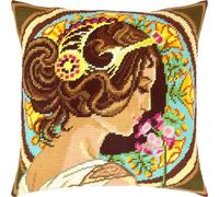 Brvsk Primrose. Embroidery Kit w/Printed Tapestry Canvas (40 × 40 cm) - Embroidery Cushion Kit for Creative Home Décor - Needlework Kit for Adult Beginners