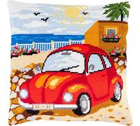 Brvsk Promenade des Anglais. Embroidery Kit w/Printed Tapestry Canvas (40 × 40 cm) - Embroidery Cushion Kit for Creative Home Décor - Needlework Kit for Adult Beginners
