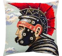 Brvsk Roman Centurion. Stamped Cross-Stitch Kit w/Printed Tapestry Canvas (40 × 40 cm) - Stamped Cross-Stitch Cushion Kit for Creative Home Décor - Needlework Kit for Adult Beginners