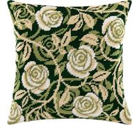 Brvsk Rose Curls. Stamped Cross-Stitch Kit w/Printed Tapestry Canvas (40 × 40 cm) - Stamped Cross-Stitch Cushion Kit for Creative Home Décor - Needlework Kit for Adult Beginners