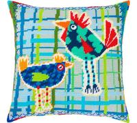 Brvsk Rustic Kitchen Charm: Chicks. Stamped Cross Stitch Kit w/Printed Tapestry Canvas (40 × 40 cm) - Stamped Cross Stitch Kit for Creative Cushion and Home Décor - Needlework Kit for Adult Beginners