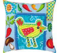 Brvsk Rustic Kitchen Charm: Hen. Embroidery Kit w/Printed Tapestry Canvas (40 × 40 cm) - Embroidery Kit for Creative Cushion and Home Décor - Needlework Kit for Adult Beginners