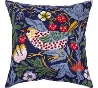 Brvsk Strawberry Thief. Needlepoint Kit w/Printed Tapestry Canvas (40 × 40 cm) - Needlepoint Cushion Kit for Creative Home Décor - Needlework Kit for Adult Beginners
