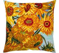 Brvsk Sunflowers. Embroidery Kit w/Printed Tapestry Canvas (40 × 40 cm) - Embroidery Cushion Kit for Creative Home Décor - Needlework Kit for Adult Beginners