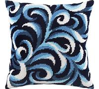 Brvsk Swirls. Stamped Cross-Stitch Kit w/Printed Tapestry Canvas (40 × 40 cm) - Stamped Cross-Stitch Cushion Kit for Creative Home Décor - Needlework Kit for Adult Beginners