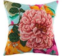 Brvsk Tea Rose. Stamped Cross-Stitch Kit w/Printed Tapestry Canvas (40 × 40 cm) - Stamped Cross-Stitch Cushion Kit for Creative Home Décor - Needlework Kit for Adult Beginners
