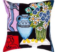 Brvsk The Daisies. Needlepoint Kit w/Printed Tapestry Canvas (40 × 40 cm) - Needlepoint Cushion Kit for Creative Home Décor - Needlework Kit for Adult Beginners