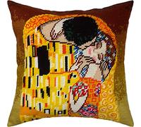 Brvsk The Kiss. Embroidery Kit w/Printed Tapestry Canvas (40 × 40 cm) - Embroidery Cushion Kit for Creative Home Décor - Needlework Kit for Adult Beginners