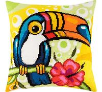 Brvsk Toucan. Needlepoint Kit w/Printed Tapestry Canvas (40 × 40 cm) - Needlepoint Cushion Kit for Creative Home Décor - Needlework Kit for Adult Beginners