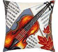 Brvsk Violin. Needlepoint Kit w/Printed Tapestry Canvas (40 × 40 cm) - Needlepoint Cushion Kit for Creative Home Décor - Needlework Kit for Adult Beginners