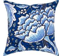 Brvsk Windrush. Peony. Embroidery Kit w/Printed Tapestry Canvas (40 × 40 cm) - Embroidery Cushion Kit for Creative Home Décor - Needlework Kit for Adult Beginners