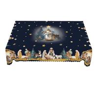 Brxmpn 1pc Holy Nativity Christmas Tablecloth Jesus Table Decor Christmas Decorations Kitchen Dining Table Decor Religious Tablecloth Jesus Nativity Table Cover