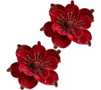 Brxmpn 2pcs Artificial Magnolia Flowers Fake Christmas Flowers Christmas Tree Ornaments for Table Home Party Wedding Arrangement Decor