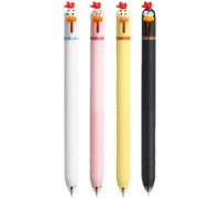 Brxmpn 4 Pcs Lovely Gel Pens for Kids, Cartoon Chicken Click Pen, Cute Animals Pens, 0.5mm Black Ink Writing Pens, Girls Boys Kawaii Pens