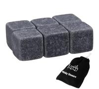 Brxmpn 6pcs Granite Whiskey Stones Reusable Chilling Rocks Ice Drink Cubes for Cold Drinks Cognac Brandy Bourbon Wine