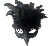 Brxmpn Black Eagle Mask with Feather Animal Cosplay Mask Novelty Masquerade Mask for Halloween Party Festival Costume Props