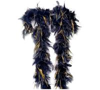 Brxmpn Black with Gold Tinsel Turkey Feathers Trim Fringe Gorgeous Feather Boa Fancy Dress Accessory for Dancing, Wedding, Party, Cosplay, Festivals