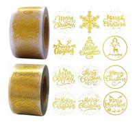 Brxmpn Christmas Sticker Roll Gold Foil Stickers Self-adhesive Label Decals for Diy Xmas Holiday Envelope Invitations Cards Decorations