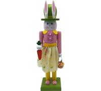 Brxmpn Easter Bunny Nutcracker Decor, Wooden Rabbit Figure Statues Ornaments for Spring Home Office Decor Party Gifts