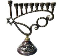 Brxmpn Hanukkah 9 Branch Menorahs Israeli Candlestick Jewish Candlestick Hanukkah Menorah Candle Metal Table Classic Hanukkah Menorah for Shabbat