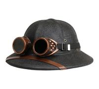 Brxmpn Pith Helmet Hat with Removable Goggles Vietnam War Army Hat Jungle Miners Cap for Beach Park Camping Hiking Outdoor Activities