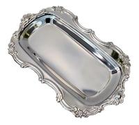 Brxmpn Stainless Steel Dessert Plate Vintage Embossed Cake Tray Jewelry Storage Organizer Snack Plate Serving Plate Tableware for Fruit Cuisines Perfume