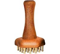 Brxmpn Wood Massage Tool, Body Relaxing and Stress Relief Handheld Massager Brass Head Meridian Massager for Head, Legs, Arms, Neck, Chinese Gua Sha Tool