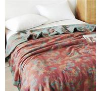 BRYALIX 100% Cotton Botanical Jacquard Quilt, Soft Lightweight Bed Blanket, 3 Layers Reversible Bedspread Coverlet Breathable, Boho Rustic Bedding for Couch Sofa Bed All Seasons Full/Queen(87"x95")