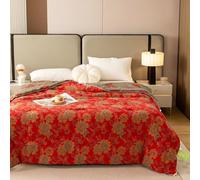 BRYALIX 3 Layers 100% Cotton Green Floral Jacquard Quilt, Soft Lightweight Bed Blanket, Reversible Muslin Bedspread Coverlet Breathable, Boho Rustic Bedding for Couch Sofa Bed Full/Queen(87"x95")