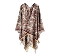 BRYALIX Women's Shawl Wraps Open Front Poncho Knitted Cape Oversized Casual Cardigan Coat Shawls for Spring Fall Winter, Brown Cream and Beige, 59''