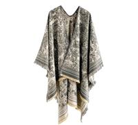 BRYALIX Women's Shawl Wraps Open Front Poncho Knitted Cape Oversized Casual Cardigan Coat Shawls for Spring Fall Winter, Gray and Cream, 59''