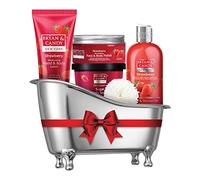 Bryan & Candy New York Strawberry Bath Tub Kit for Complete Home Spa Experience (Shower Gel, Hand & Body Lotion, Sugar Scrub, Body Polish)
