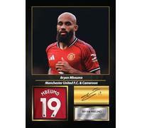 Bryan Mbeumo Printed Signed Poster - Manchester United & Cameroon Midfielder Tribute Wall Art with Jersey - Premier League Football Memorabilia for Fans & Collectors, A3 Poster Print (420x297mm)