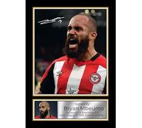 Bryan Mbeumo Signed Autographed Photo Poster - Brentford F.C. & Cameroon Football Memorabilia - Premier League Star Tribute - Wall Art for Fans & Collectors, A2 Poster + White Frame