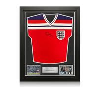 Bryan Robson Signed England 1982 Away Football Shirt. Standard Frame