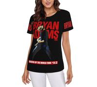 Bryan Rock Singer Adams Women's Shirt - Vintage Washed Rock Band Tee - Casual Comfort Short Sleeve Top for Music Fans Gift Small