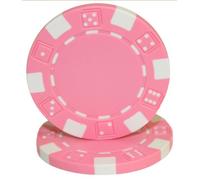 Brybelly Clay Composite Striped Dice 11.5g Poker Chips (Pack of 100) - Blank Unnamed Poker Chips - Custom Cash Games and Home Casino Poker Nights (Pink)