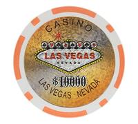 Brybelly Las Vegas Casino Poker Chip Heavyweight 14-gram Clay Composite - Pack of 50 ($10000 Orange)