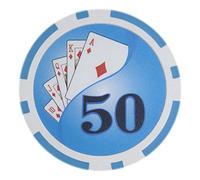 Brybelly Yin Yang Poker Chip Heavyweight 14-gram Clay Composite - Pack of 50 ($50 Light Blue)