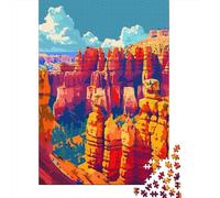 Bryce Canyon Scenery Art Jigsaw Puzzle 1000 Pieces, Mountain Lake Town View, 1000 Pieces for Adults, Family Night Game for Travel Lovers, Decorative Artwork, 52x38cm/1000pcs