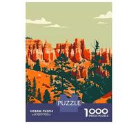 Bryce Canyon Utah Art Travel Puzzle 1000 Pieces, Romantic City Break Scene, Interlocking Paper Pieces, Family Night Game for Home Décor Fans, 52x38cm/1000pcs